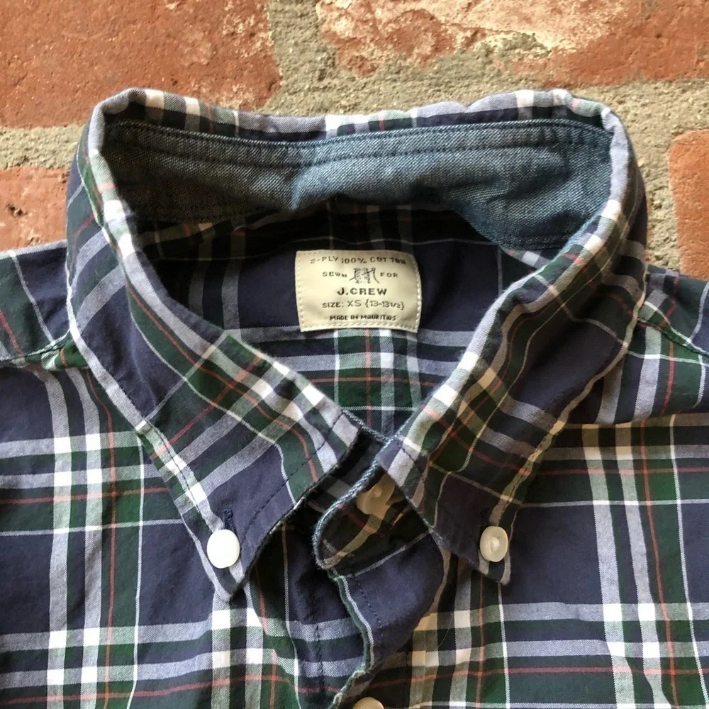 J. Crew size XS (13-13.5) plaid button down shirt